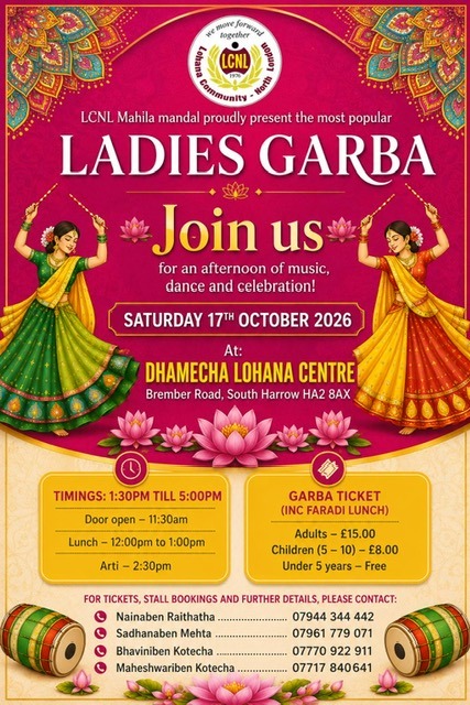 Poster for LCNL Mahila Mandal – Ladies Garba